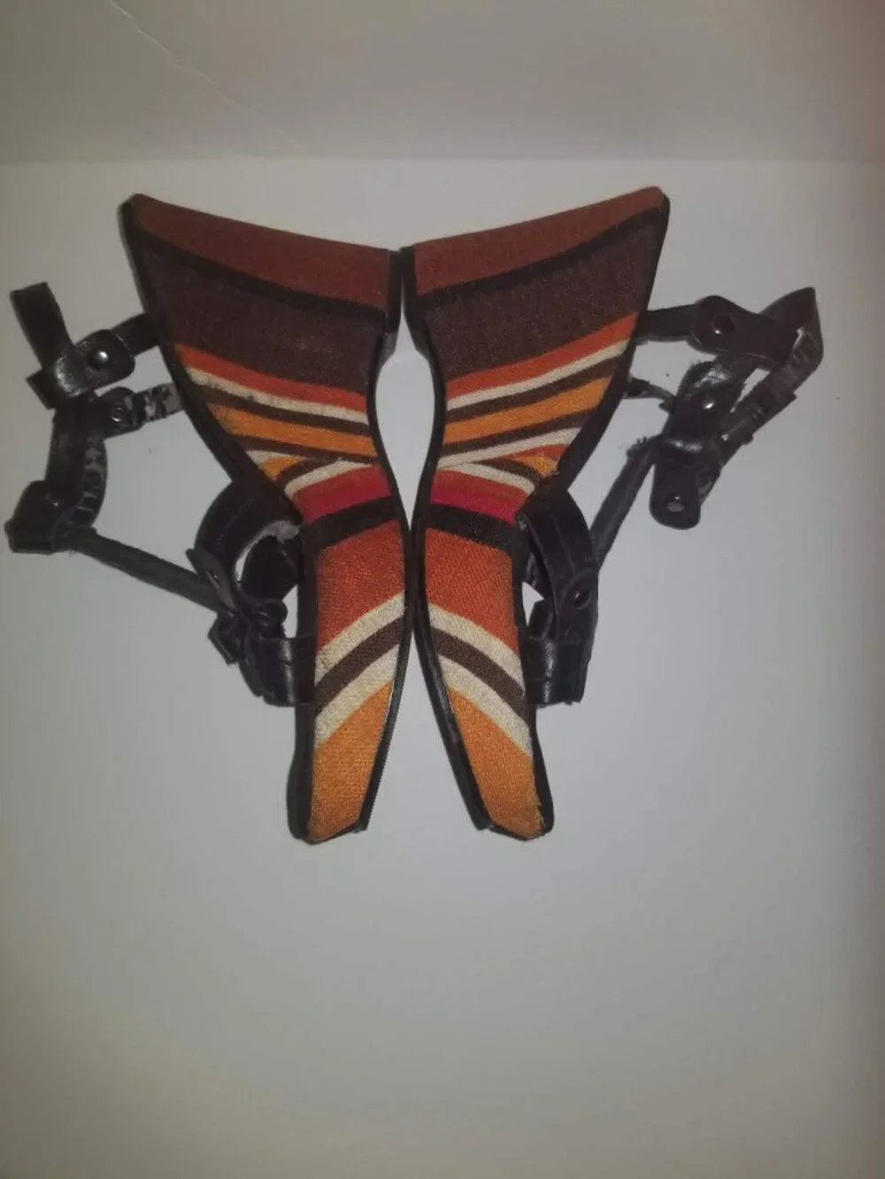 Black wedge with african print, Nine West, Size 8.5